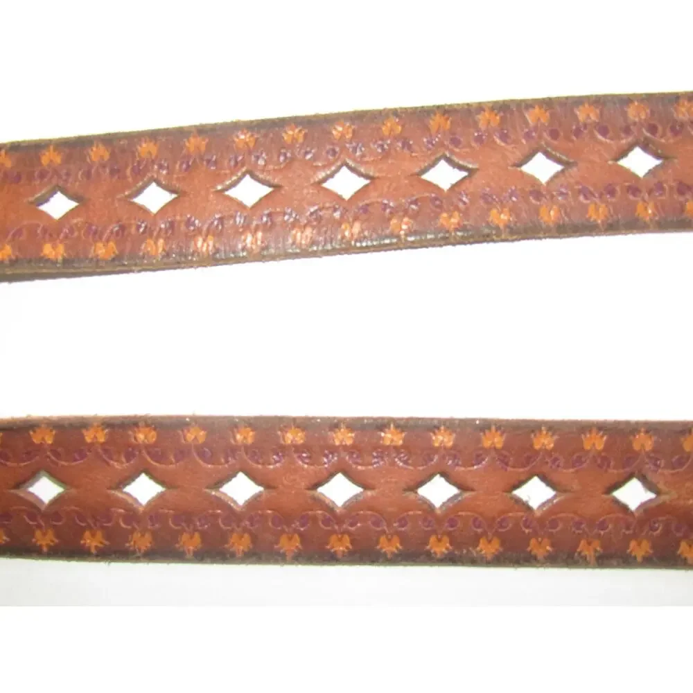 Buckle‎ Brown Tooled Leather Belt Size 32 Cutout Western Vintage Look